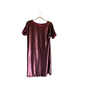 Anthropologie womens Moulinette Soeurs sequin midi dress wine size medium Y2K
